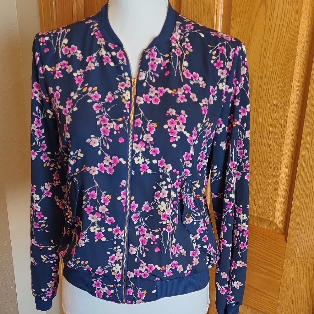 Lipslide Small Navy And Purple Floral Bomber Jacket